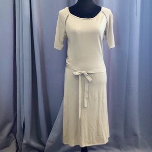 Stunning BCBG MAX AZIRA camel colored Medium knit dress with matching belt.
